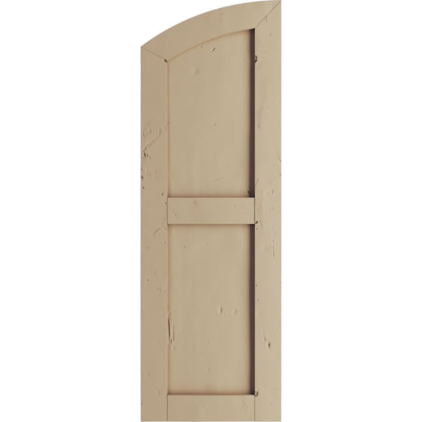 Knotty Pine 2 Equal Flat Panel W/Elliptical Top Faux Wood Shutters, 15W X 80H (75 Low Side)